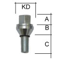 Radschraube zweiteilig mit Versatz M12 x 1,25 x 28mm...