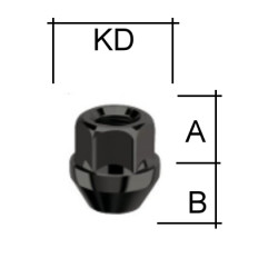 Radmutter M12 x 1,5 x 25mm Kegelbund 60° offen SW19 schwarz