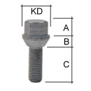 Radschraube M14 x 1,5 Kegelbund 60° SW17 Typ A1G 42 mm