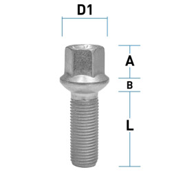 Radschraube M14 x 1,5 Kugelbund R14 SW17 Typ D9X 50 mm