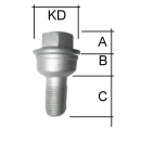 Radschraube M14 x 1,5 x 28 - 53mm Kugelbund R14...