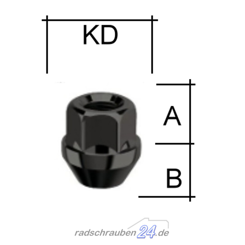 Radmutter M12 X 1,25 Mit 17mm Kegelbund – 60° SW21, Offen, Von Radschrauben24