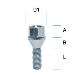 Radschraube M14 x 1,5 x 48mm Kegelbund 60° SW19