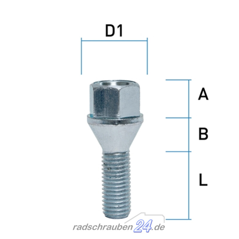 Wielmoeren zwart M12x1.25. Set a 16 stuks met sleutel