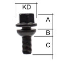 Radschraube M14 x 1,5 x 40 mm Kugelbund R12 2- teilig...