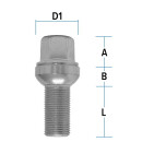 Radschraube M14 x 1,5 x 43mm  Kugelbund R13 zweiteilig SW17