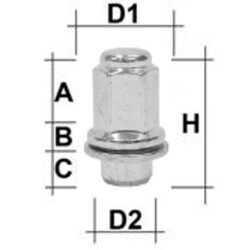 Radmutter M12 x 1,5 x 37,5mm Flachbund geschlossen mit Schaft SW21 Chrom