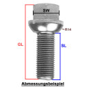 Radschraube M14 x 1,5 x 34mm Kugelbund R14 SW19