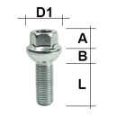Radschraube M14 x 1,5 x 34mm Kugelbund R14 SW19