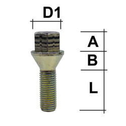 Radschraube M12 x 1,25 Kegelbund 60° SW17 Typ A1V 24 mm
