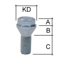 Radschraube M12 x 1,25 Kegelbund 60° SW17 Typ B5V 21 mm