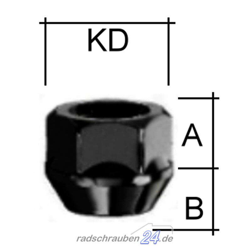 Lada Wheel Nuts Set of 20 Black M12 x 1.25 x 34 SW19 Cone Tyre Cone 60 Degree Aluminium and Steel Rims