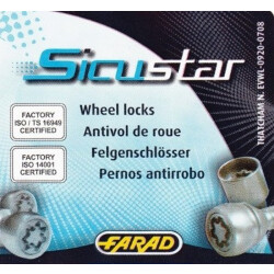 Sicustar Muttern-Felgenschloss geschlossen M12 x 1,5 x 29mm Kegel 60° 2-teilig SW19 (Ford)