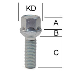 Radschraube M14 x 1,5 Kugelbund R14 SW17 Typ D2G 60 mm