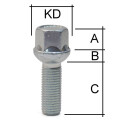 Radschraube M14 x 1,5 Kugelbund R14 SW17 Typ D2G 65 mm