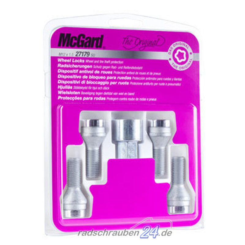 McGard 24557 Chrom Radschlösser – Kegelsitz, M12 X 1,5, 5 Stück + Schlüssel